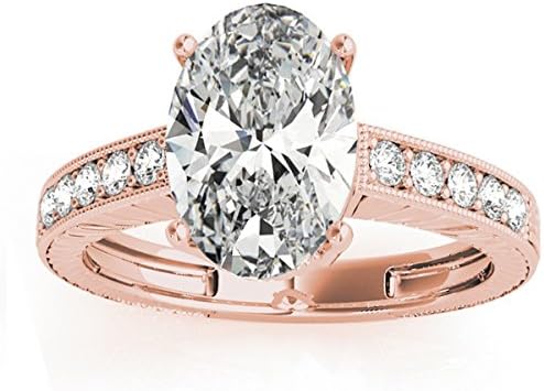 18k Gold Diamond Accented Oval Engagement Ring Setting in .10ct