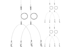 CEZELUX 6 Set Picture Hanging Wires Lighting Light Suspension Kit 5ft Adjustable Luminaire Hanging Wire, 2ft Not Adjustable Steel Hanging Chains for Commercial Aquarium LED Panel Light LED Shop Lights