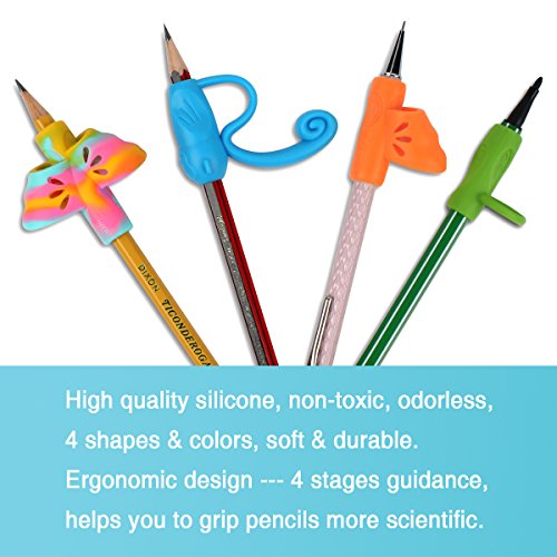 Firesara Advanced Pencil Grip Set, Original Ergonomic Handwriting Aids Pencil Grips Writing Posture Corrector 4 Assorted Pencil Grips Writing Claw For Kids Children Adults Special Needs Rights