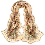 Datework Women Pretty Long Soft Chiffon Scarf (Beige)