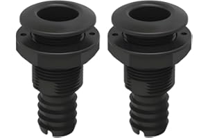 SEAFLO Thru Hulls Fitting Thru-Hull with Check Valve, 5/8”, 3/4”, 1”, 1-1/8”, 1-1/4”, 1-1/2”, or 2” Sizes, White/Black, Polypropylene/Nylon, 4-Year Warranty, (Choose Color, Size, and Pack Size)