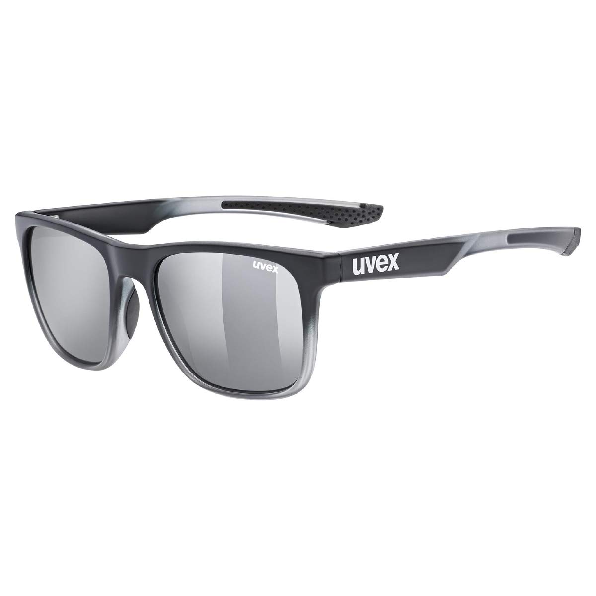 uvex LGL 42 - Sunglasses for Men and Women - Mirrored Lenses - Filter Category 3 - Black Transparent/Silver - One Size