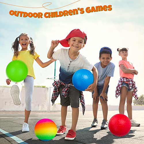 U&C Planet 6/12 Pack of Playground Balls 8.5 Inch Kickballs Set Dodge Ball with Pump Gaga Ball Handball Soft Boucy Balls Kids Rainbow Balls Play Camps School Garden