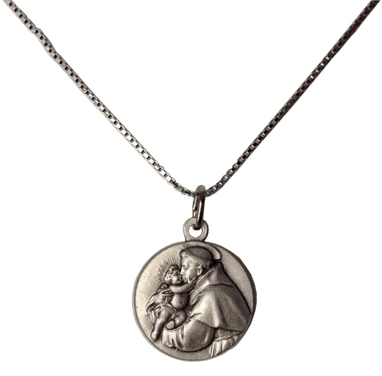 I G J SAINT ANTHONY OF PADUA AND JESUS CHILD MEDAL WITH VENETIAN CHAIN - 100% MADE IN ITALY - THE PATRON SAINTS MEDALS