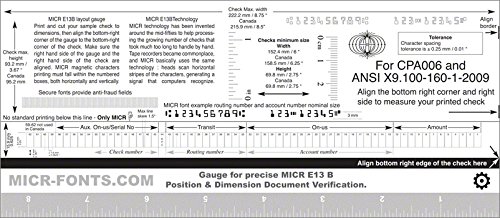 ANSI Banking Standards MICR Check Position Gauge - Plastic Template For ...