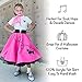 Hip Hop 50's Shop 1950s Girls 4 Piece Poodle Skirt Costume Outfit for Kids with Accessories (glasses, socks, scarf) (Child Medium Light Pink)