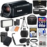 Canon Vixia HF R82 32GB Wi-Fi 1080p HD Video Camera Camcorder + 64GB Card + Battery &amp; Charger + Case + Tripod + 3 Filters + LED + Mic + 2 Lens Kit