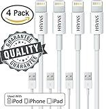 Lightning Cable Iphone 6 Charger Cord USB Charging Cables - 3 Ft for iPhone 6, 6Plus, 5s, 5c, 5, iPad Air, Air2, Mini, Mini2 Pad 4th Gen, iPod Touch 5th gen, and iPod Nano 7th Gen (4 Pack)