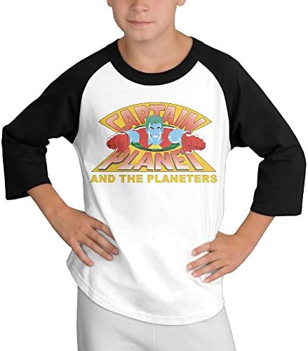 LOVEGIFTTO KID Kids Captain Planet And The Planeteers O-Neck 3/4 Sleeve Raglan Tee Shirt Small