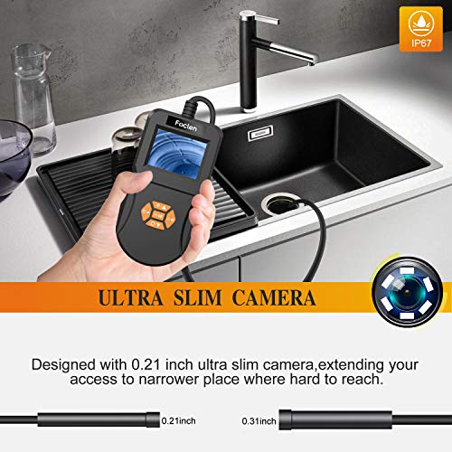Industrial Endoscope, Foclen Borescope Camera 2.4inch IPS Screen 2600mAh Digital Handheld 5.5mm Snake Probe Inspection Camera with Light 16G TF Card and Portable Box 3M/9.8FT - Thumbnail 2
