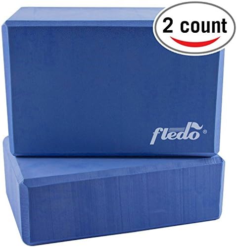 Fledo Yoga Blocks (Set of 2) 9"x6"x4" - Eco-friendly EVA Foam Brick, Featherweight and Comfy - Provides Stability and Balance - Ideal for Exercise, Pilates, Workout, Fitness &amp; Gym (Sky Blue)