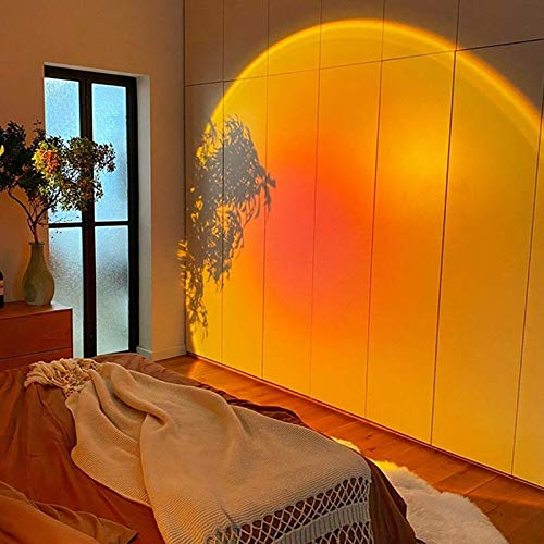 Sunset Lamp Projection Night Light Projector, 360 Degree Rotation Rainbow 10W Led Light, Dimmable 10 Adjustable Brightness Floor Sunset Lamp, USB Port Romantic Gift for Living Room Party Bedroom Decor