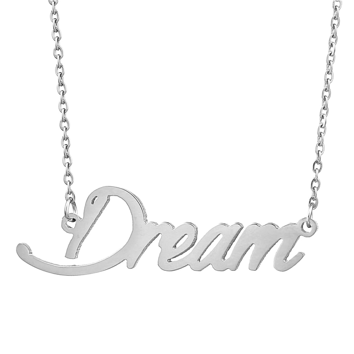 AOLO Dream Name Necklace Silver Stainless Steel