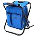 Genenic Fishing Backpack Chair,Portable Camping Stool,Foldable Backpack Stool with Double Layer Oxford Fabric Cooler Bag for Fishing,Beach,Camping,House and Outing (Blue)