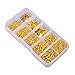 In A Box(1030pcs/box) Kit With Gold Plated Jump Rings 4mm 5mm 6mm 8mm 780 Pcs and Lobster Clasps 12mm 60 Pcs and Ribbon Clamp Crimps with Loop 6mm 8mm 10mm 60 Pcs and 130 Pcs Alloy Drop End