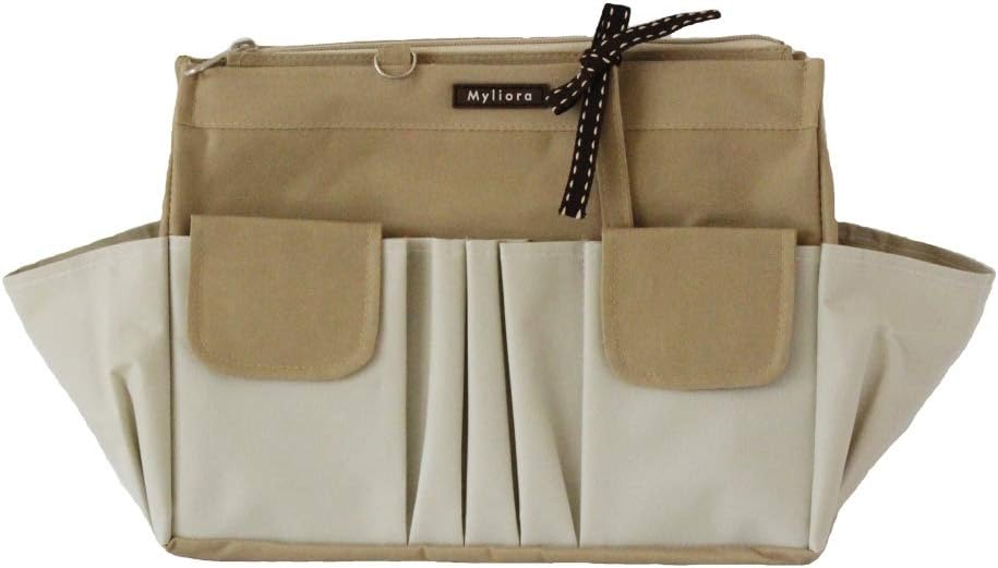 MYLIORAComplete Features - Bag Insert Organiser + 3 Pouches - Waterproof and Sturdy (Large, Khaki Off-White)