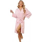 LYCY Short Robes for Womens Lightweight, Soft Womens Robe Spa Ladies Bathrobe 3/4 Sleeve