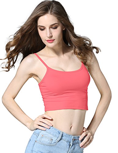 cunlin Crop Top Cami Camisole Summer Women Sexy Slim Sleeveless Spaghetti Strap Tank Top Watermelon Red XXL