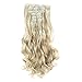 SARLA 7Pcs Hair Extensions Dirty Blonde 20 Clip in Full Head Curly Wavy Synthetic Hairpiece Heat Friendly Fiber
