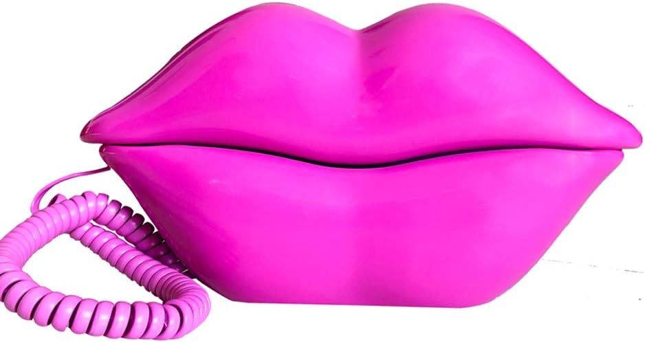 TelPal Corded Lips Telephones Land Line Rose Pink Home Telephones Sexy Mouth Shape Wired Phone for Home,Office,Shops & Art Decor Cute Real Working Cartoon Telephone for Play Novelty Gift for Girls