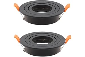 2 Pieces Round (Black) (3.6 in), GU10 Downlight housing, Inlaid Socket LED Ceiling Light Frame for /MR16/GU10 Bulb Frame, 75m