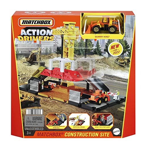 Matchbox Action Drivers Construction Playset, Moving Crane, Car