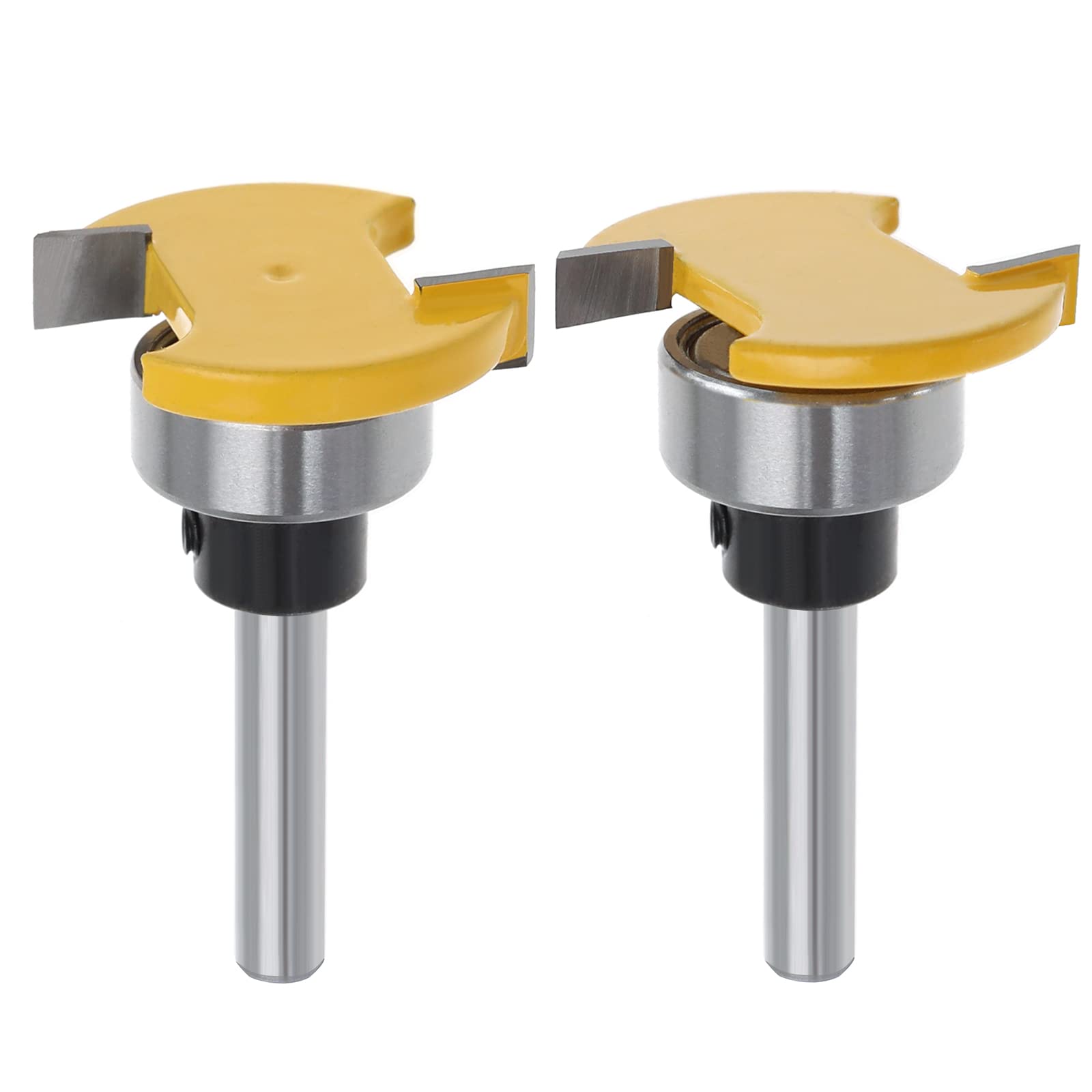 SG Store Set of 2 6mm Shank Biscuit Wood Cutter with Bearing Groove Cutter T-Slot Milling Cutter Router Bit Woodworking Tool for Bookcase 6x4mm & 6x6.35mm