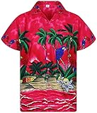 Funky Hawaiian Shirt, Parrot, pink, XL