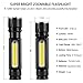 BIBTIM [USB Rechargeable] Tactical Flashlight Built-in Side Light and Magnet (18650 Battery Included), Brightest 1200 Lumens Cree L2 LED (Best), Zoomable, IP65 Water Resistant, Mini, Indoor/Outdoor