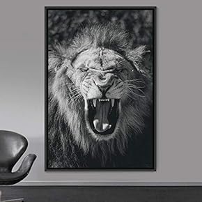 signwin Framed Canvas Wall Art Duotone Lion Animals...