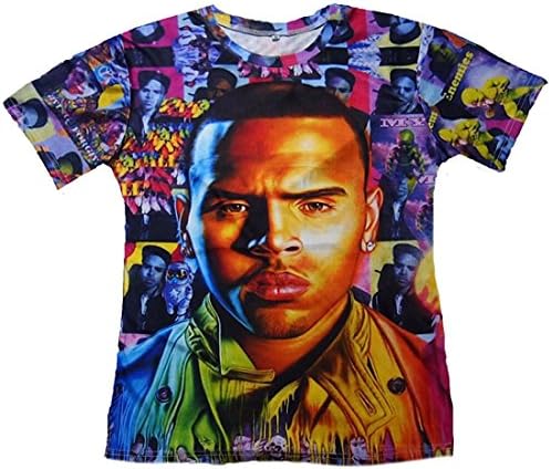 Giga Womens Mens Big Face Chris Brown 3D T Shirts Short Sleeve Cool Tops