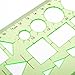 BCP Set of 2 Clear Green Color Plastic Measuring Templates Circle Square Triangular Geometric Rulers for Students