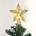 Juegoal 20 Lights Star Tree Topper, Gold Christmas Treetop Decoration - 9