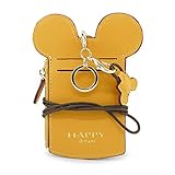 COCO LEE Chic Yellow Cute Travel PU Leather Student ID Card Holder Lanyard Neck Pouch Bag With Coin Wallet Purse for School Students Women Kids Teens Girls