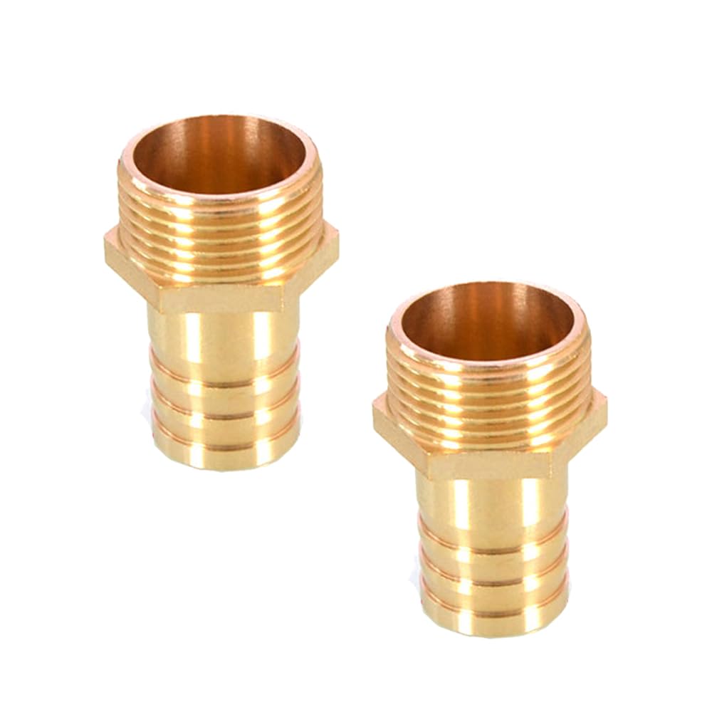 TopHomer 2Pcs BSP Hose Connector Brass Pipe Fitting 25mm Barb x G1 Male, Hose Barb Tail Male BSP Thread Connector Joint Copper Coupler Adapter — image 1
