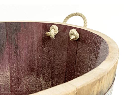 Temesso Holzfass, Kräuterbeet, Pflanzkübel Weinfass Fass halbiert mit Trageschlaufen (echtes Weinfass D70cm H40cm) Original – Bild 7