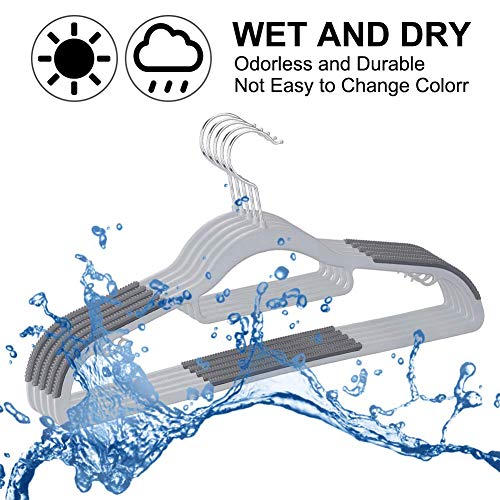Fayleeko Clothes Hangers Plastic Space Saving, Coat Hangers Clothes Heavy Duty, Upgraded Rubber Stripe Non-Slip Coat Hangers,50 Pack Dry Wet Trousers Shirt Pants Hangers, Gray - Thumbnail 5