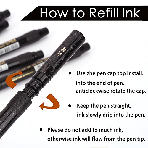 Lettering Pens for Beginners Writing, Signature, Greetings Card, Calligraphy Practicing, Illustration, Hand Lettering, Art Drawing, Refill Brush Calligraphy Markers Set, 4 Size(6 Pack)