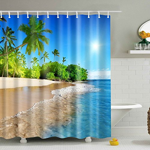 Long Shower Curtain Ocean Decor By Fairylove Seaside View Tropical