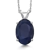 Gem Stone King Gemstone Birthstone Pendant Necklace For Women in 14K White Gold | Oval 10X8MM | Gold Necklace for Women | With 18 Inch Chain | Fine Jewelry Gifts for Her Mom Wife
