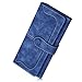 Best Women’s Faux Leather Long Clutch Wallet, Bifold Pockets Luxury Design, Blue