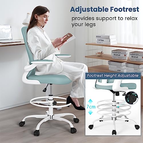 Drafting Chair, Tall Office Chair With Flipup Armrests Executive