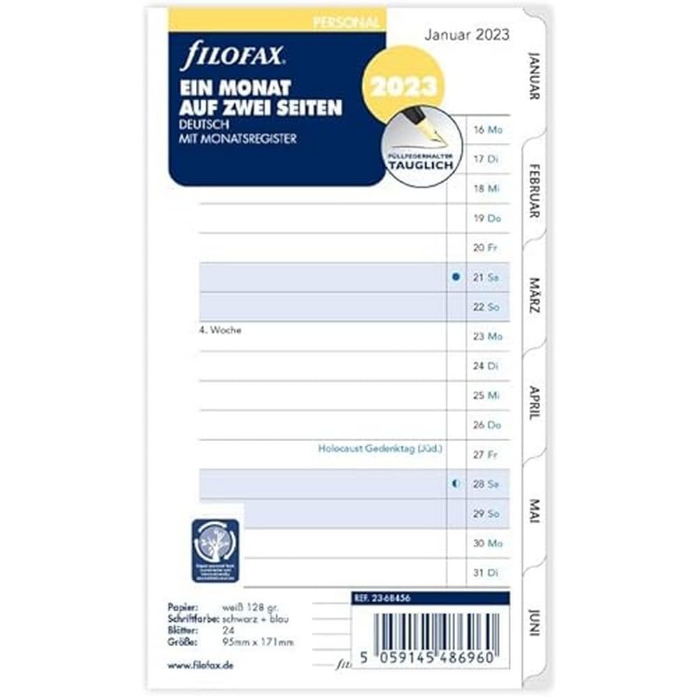 Filofax Personal 1Mon./2S. tabbed (German)2023