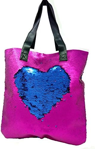 Shoulder Bags, Shiny 2 Tone Sequins Paillette Large Tote Bag PU Handbag Shoulder Bag Mermaid Travel Bag