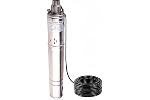 ZYIY 3.5 Inch Tube Stainless Steel Deep Well Pump 1HP Submersible Screw Well Pump 220-240V/60Hz Well Water Pump Max.Head 100m/328ft Flow 8GPM 90mm Well Pump for Home and Industrial Garden Agricultural