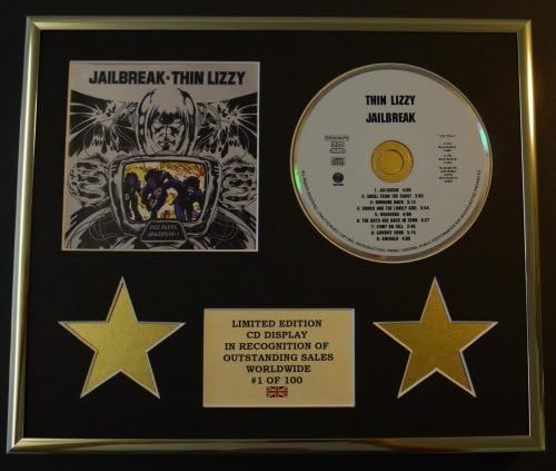 THIN LIZZY/CD DISPLAY/LIMITED EDITION/COA/JAILBREAK, Gold, 30.5L x 25.4W cm