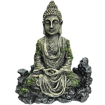 XiR Fish Tank Buddha Sitting Statue Aquarium Decorations Reptiles Tank Ornament