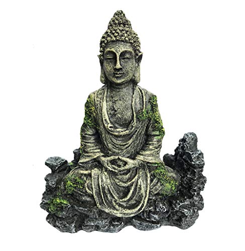XiR Fish Tank Buddha Sitting Statue Aquarium Decorations Reptiles Tank Ornament
