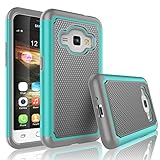 Galaxy Luna Case, Galaxy Amp 2 Case, Express 3 Case, J1 2016 Case, Tekcoo [Tmajor] Shock Absorbing Rubber Plastic Defender Case Cover For Samsung Galaxy Luna / Amp 2 / Express 3/ J1 2016 -Turquoise