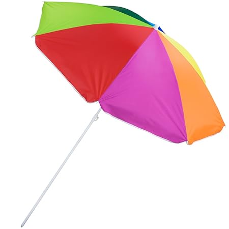 8-foot Rainbow Beach and Patio Umbrella with Adjustable Height, Tilt, and Carrying Case by Sol Coastal,